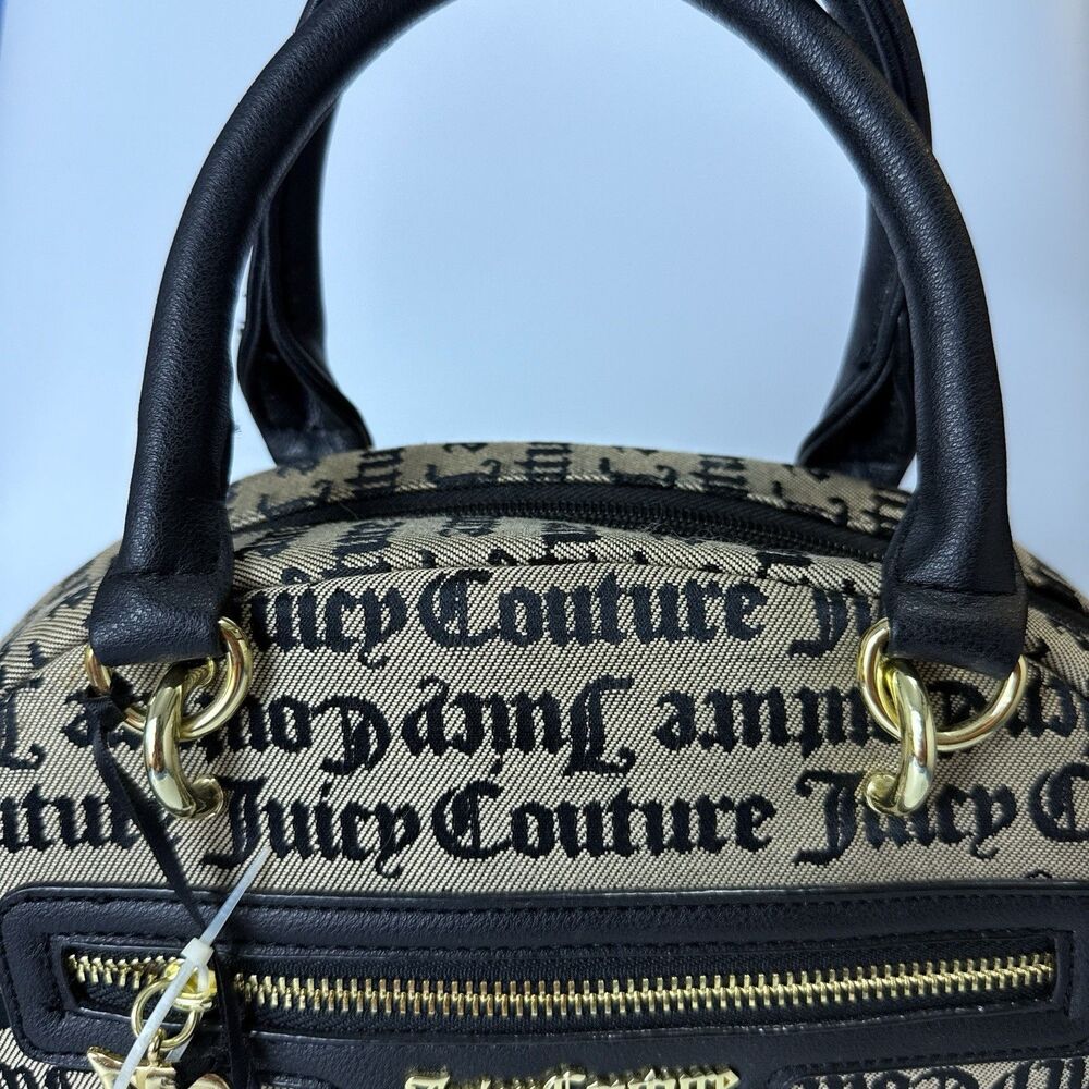 Juicy Couture Beige Black Oops A Daisey Satchel Bag Preppy Y2K Designer - Picture 3 of 12